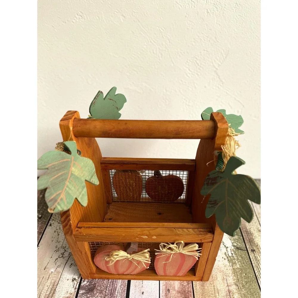 Wooden wire pumpkin fall basket